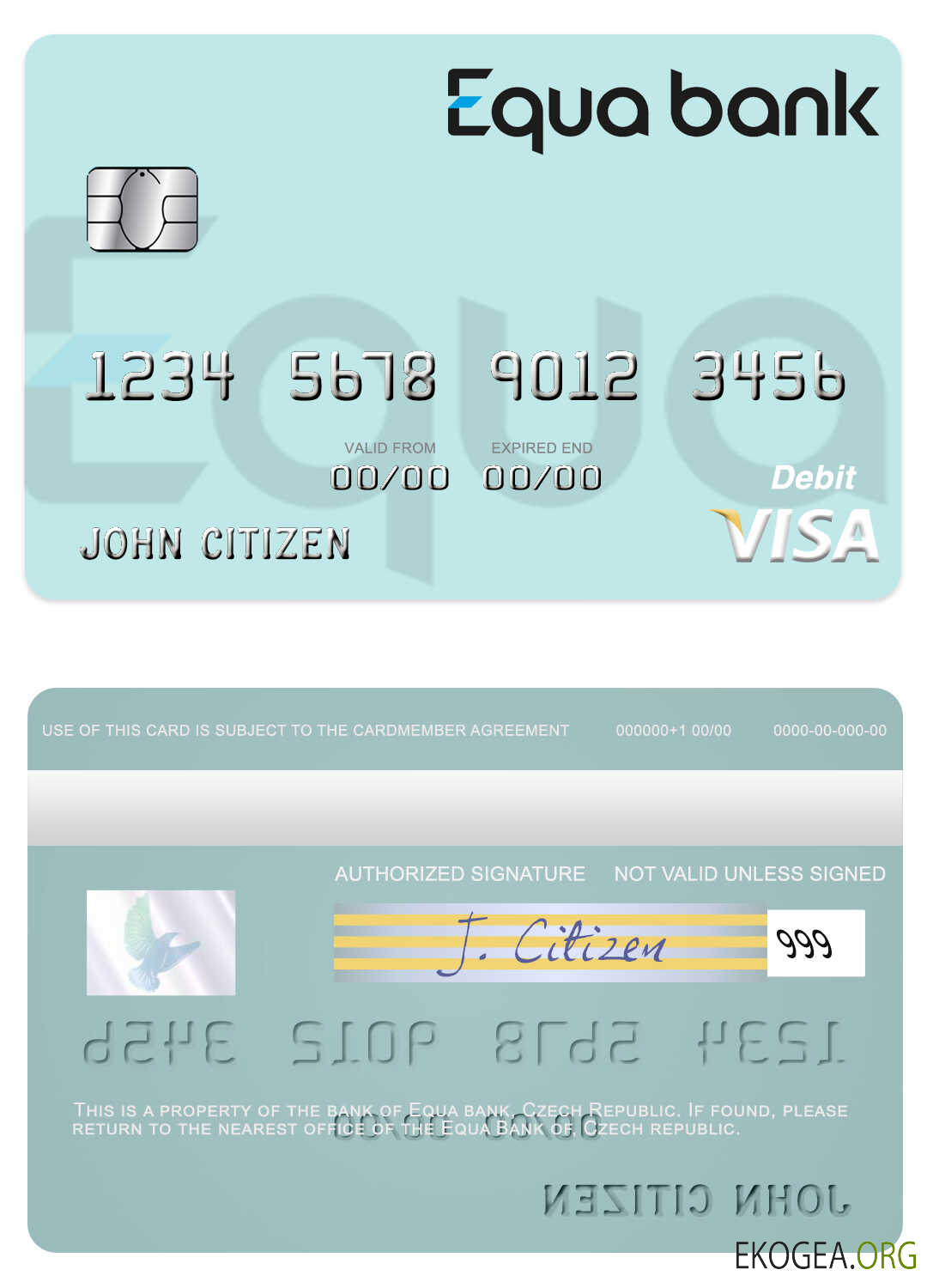 Carte de débit visa de la banque tchèque Equa